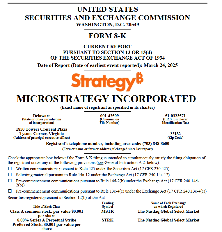 Компания приобрела биткоины в период с 17 по 23 марта по средней цене $84,529 за монету, говорится в документах, поданных в SEC.