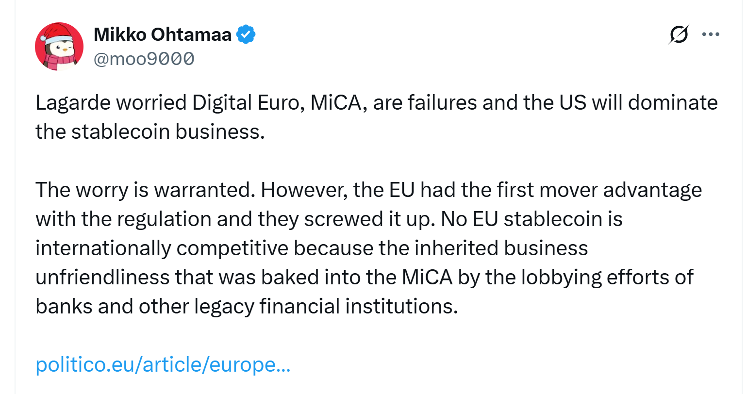 ЕЦБ требует пересмотра правил MiCA