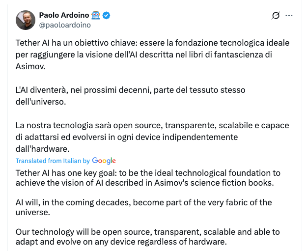 Вдохновением для Tether AI, по словам главы компании, стали произведения Айзека Азимова,