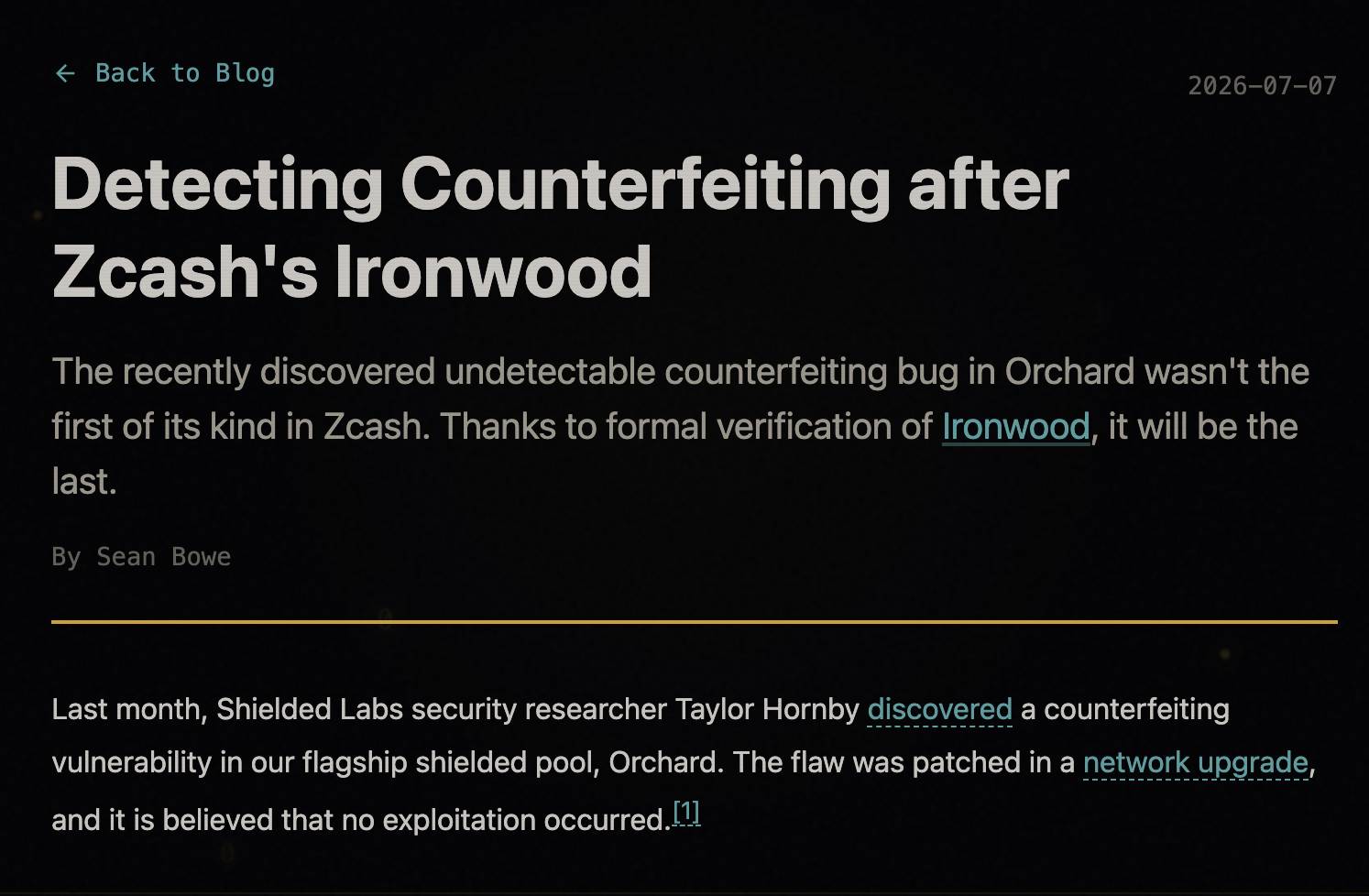In the latest post from privacy-optimisation project Project Tachyon, published on July 7,