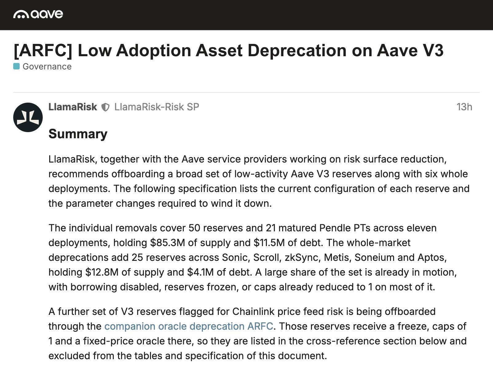 maave [ARFC] Low Adoption Asset Deprecation on Aave V3 Governance