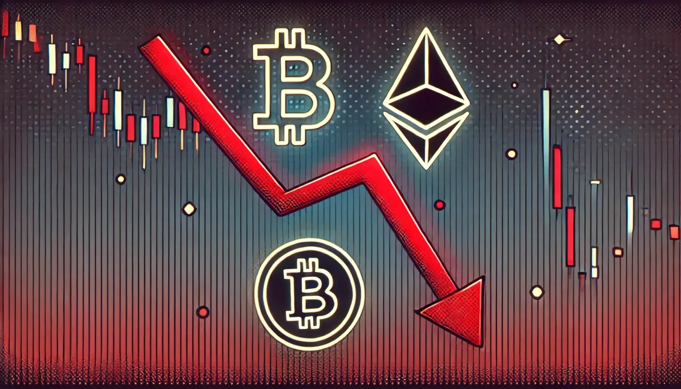 Биткоин и Ethereum падают: ликвидации на $1,34 млрд