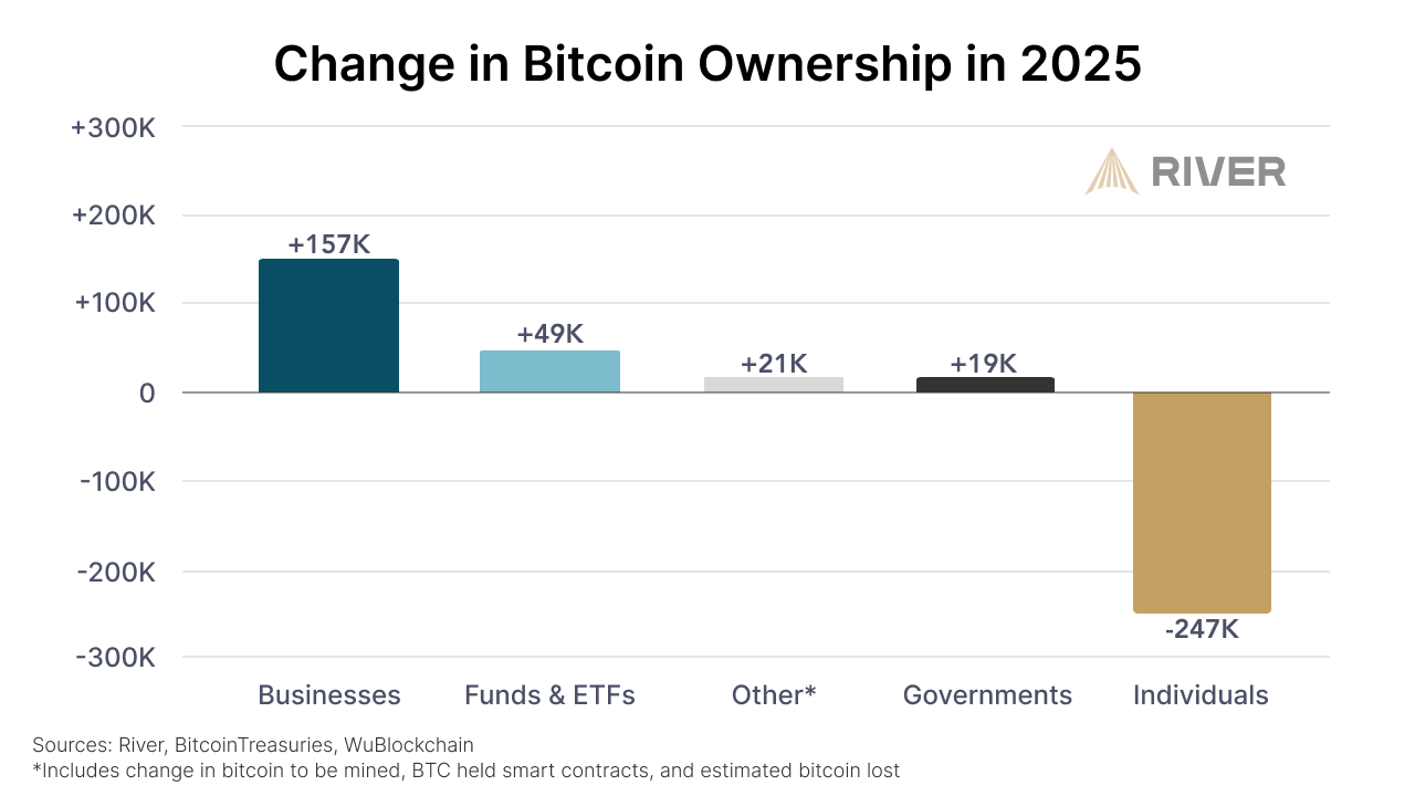 Изменение владельца BTC в 2025 году 