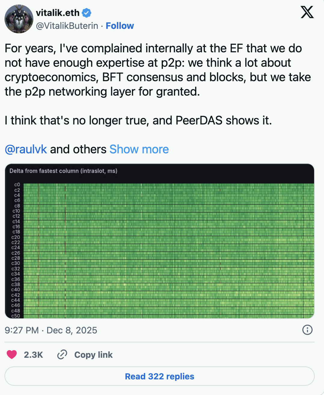 Vitalik Buterin comments about peer-to-peer engineering at Ethereum Foundation