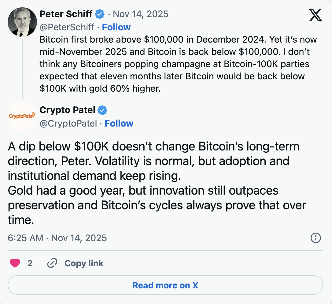 Analyst Crypto Patel challenges Schiff’s view