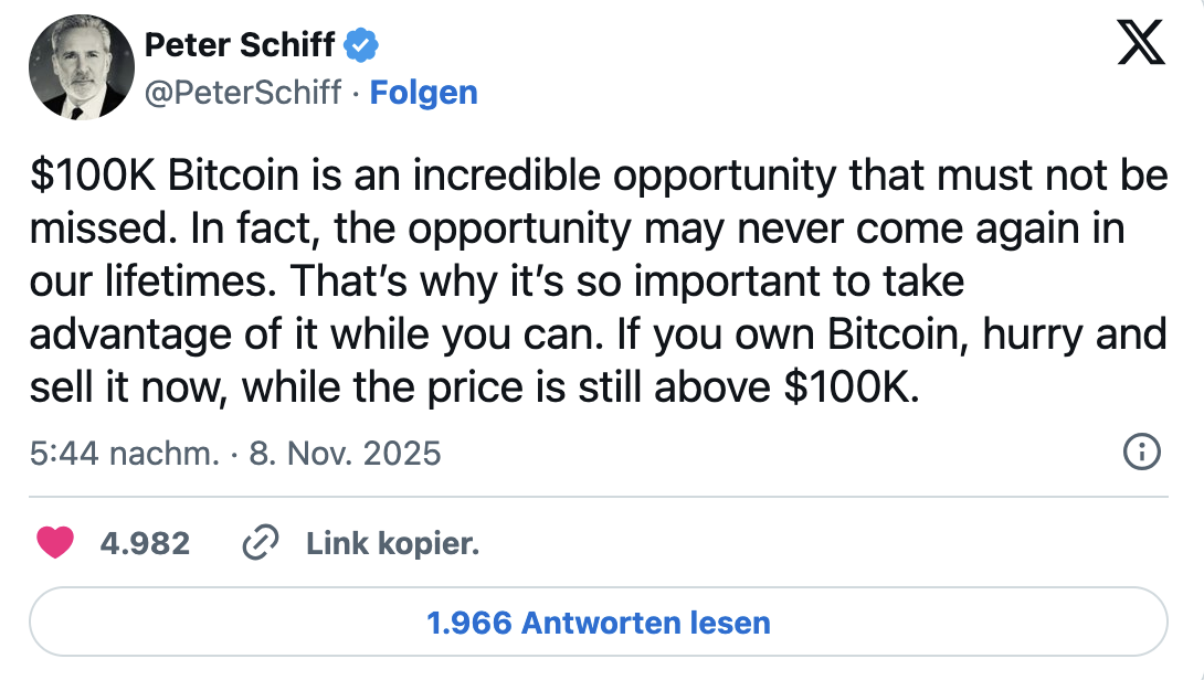 If you own Bitcoin — sell it now while the price is still above $100,000.