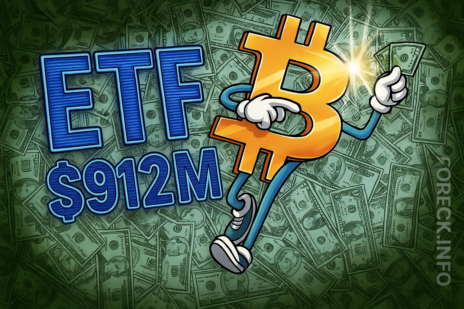 Институционалы вернулись: 912 млн $ за сутки в ETF — BTC на пути к $100K