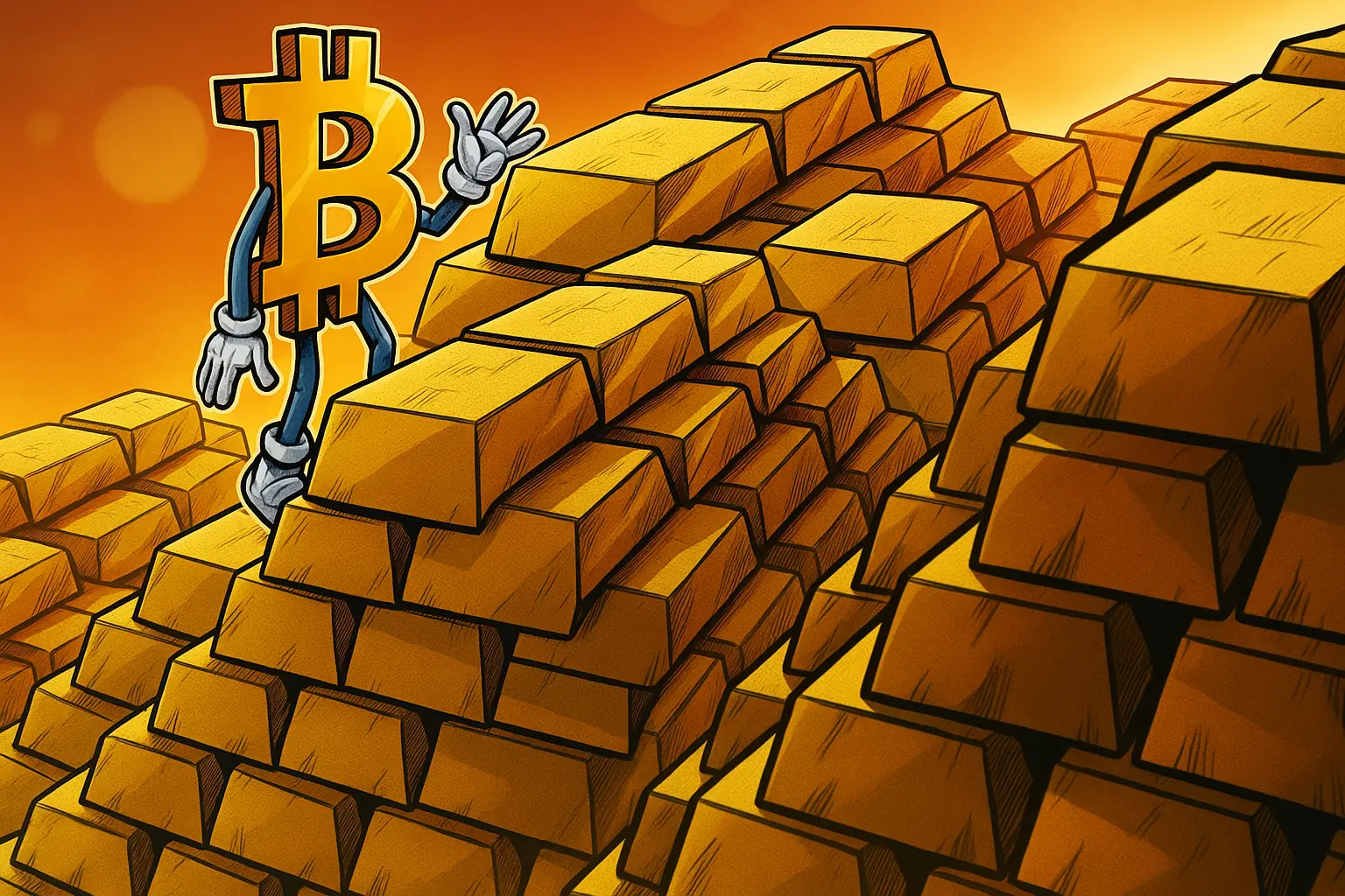 Золото растёт, биткоин падает