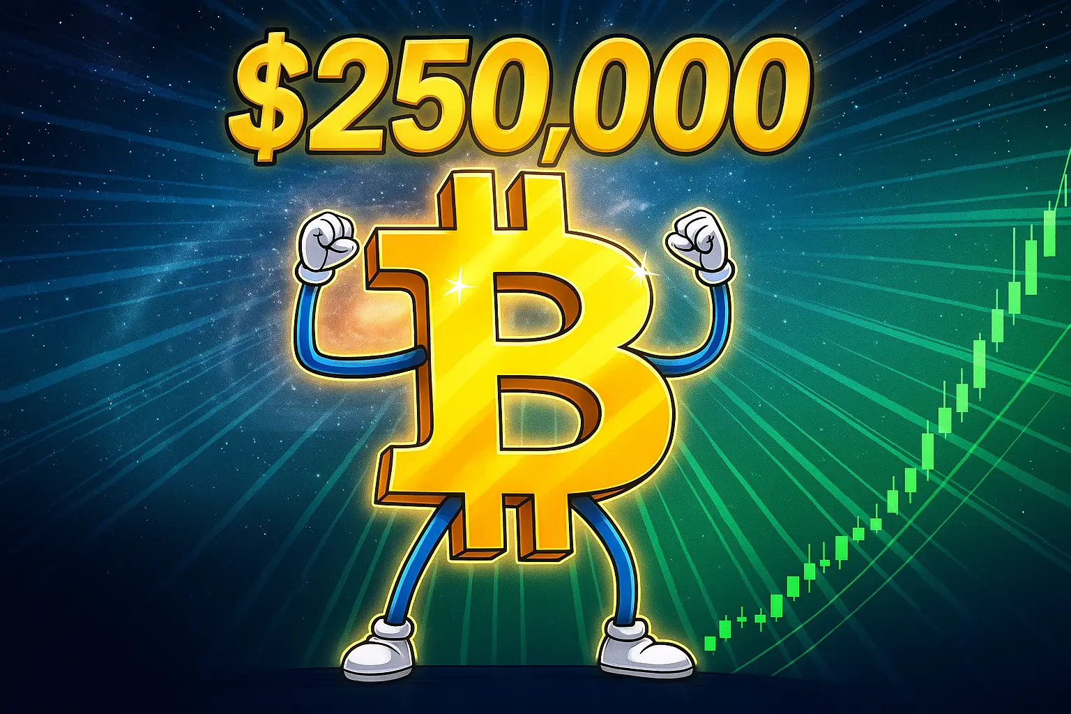 Комикс-иллюстрация: Bitcoin устремляется к 250 000 $, Solana — к 500 $