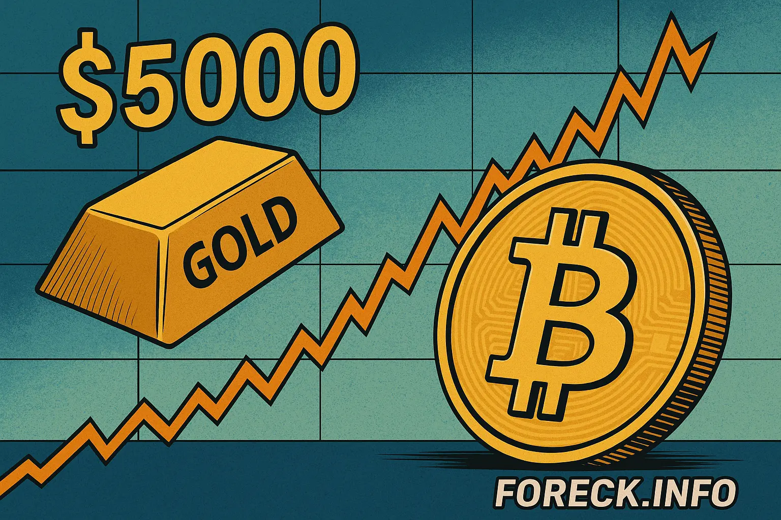 Прогноз цены Bitcoin при росте золота до $5 000 — BTC к $155 000
