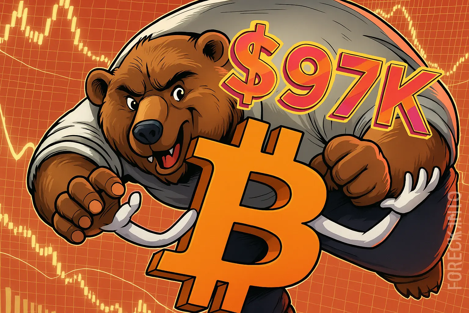 Биткоин: риск снижения до 97,000$ на фоне роста торговых рисков