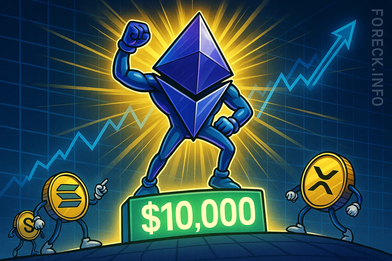Ethereum движется к 10,000$, оставляя позади SOL и XRP