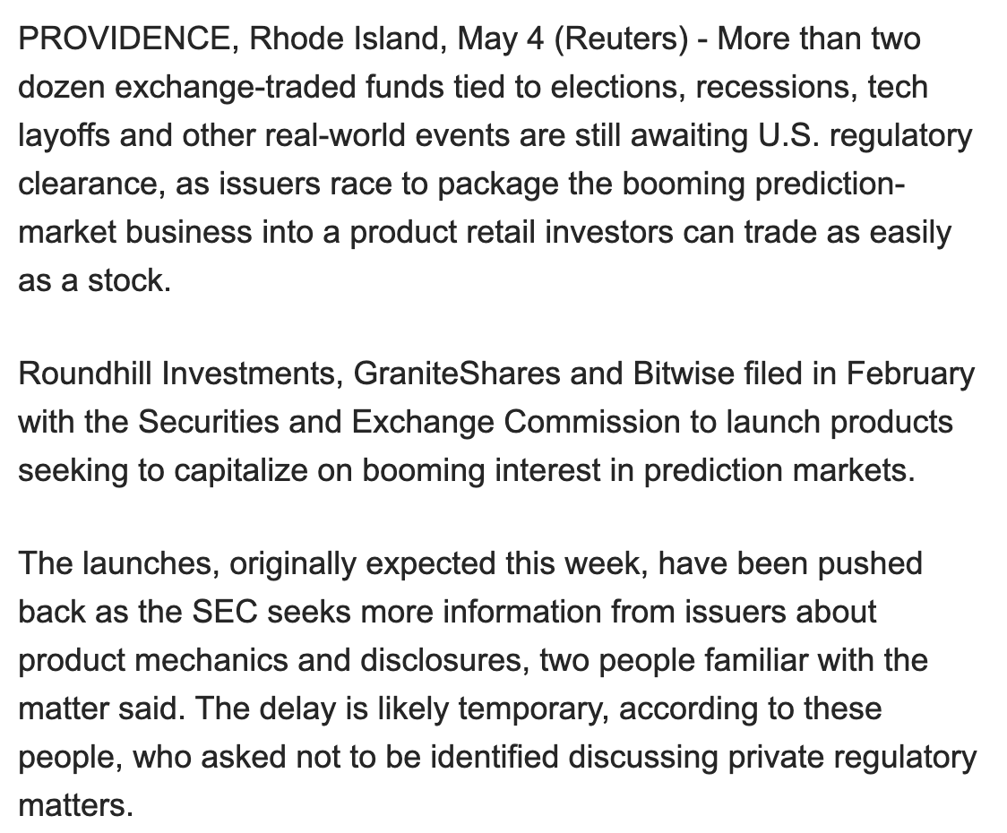 Bloomberg analyst Eric Balchunas believes the delay is only temporary.