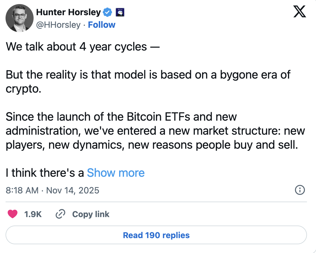Мы говорим о 4-летних циклах —  Но реальность такова, что эта модель основана на ушедшей эпохе криптовалют.