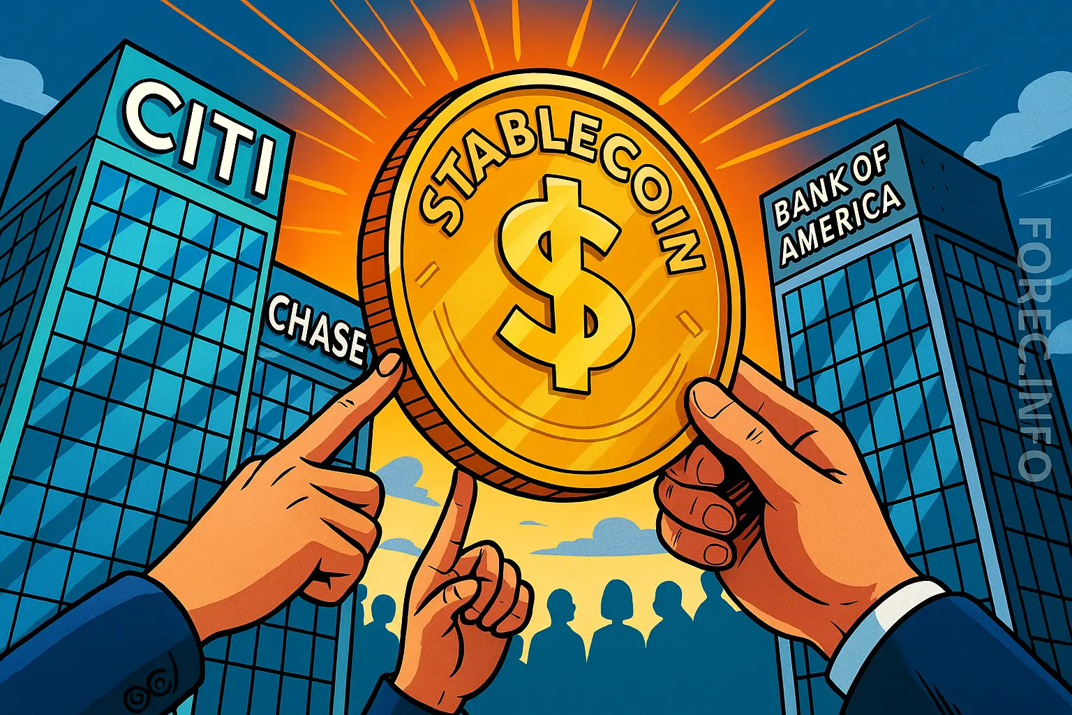 JPMorgan, Wells Fargo и Citi обсуждают совместный stablecoin