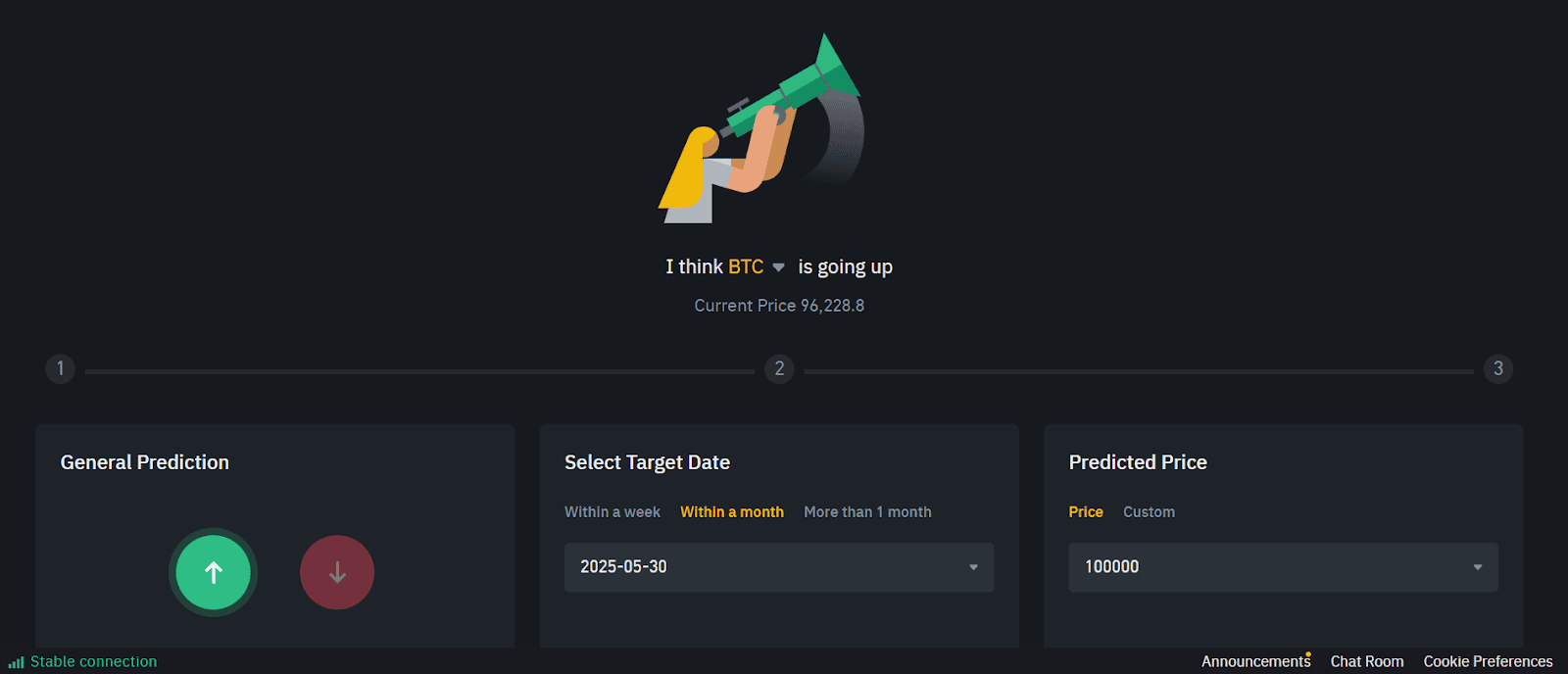 Example of opening a position via Easy Options. Data: Binance Optoins.
