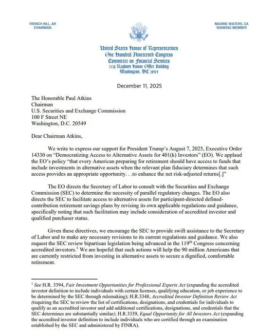 align federal oversight with changing investment demand. Lawmakers push for regulatory alignment