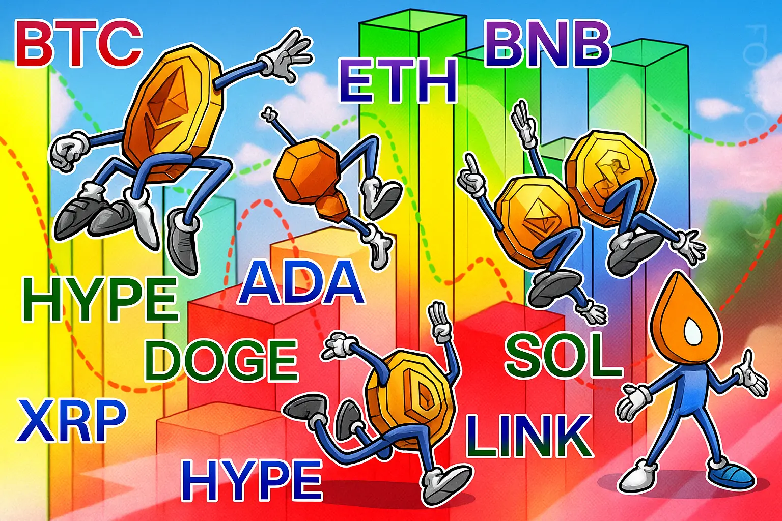 Прогноз курса криптовалюты: BTC, ETH, XRP, BNB, SOL, DOGE, ADA, HYPE, SUI, LINK — ключевые уровни и риски