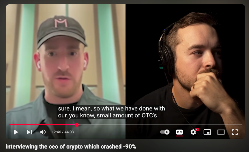 снователь и генеральный директор Mantra Джон Маллин в интервью Coffeezilla. Источник: YouTube