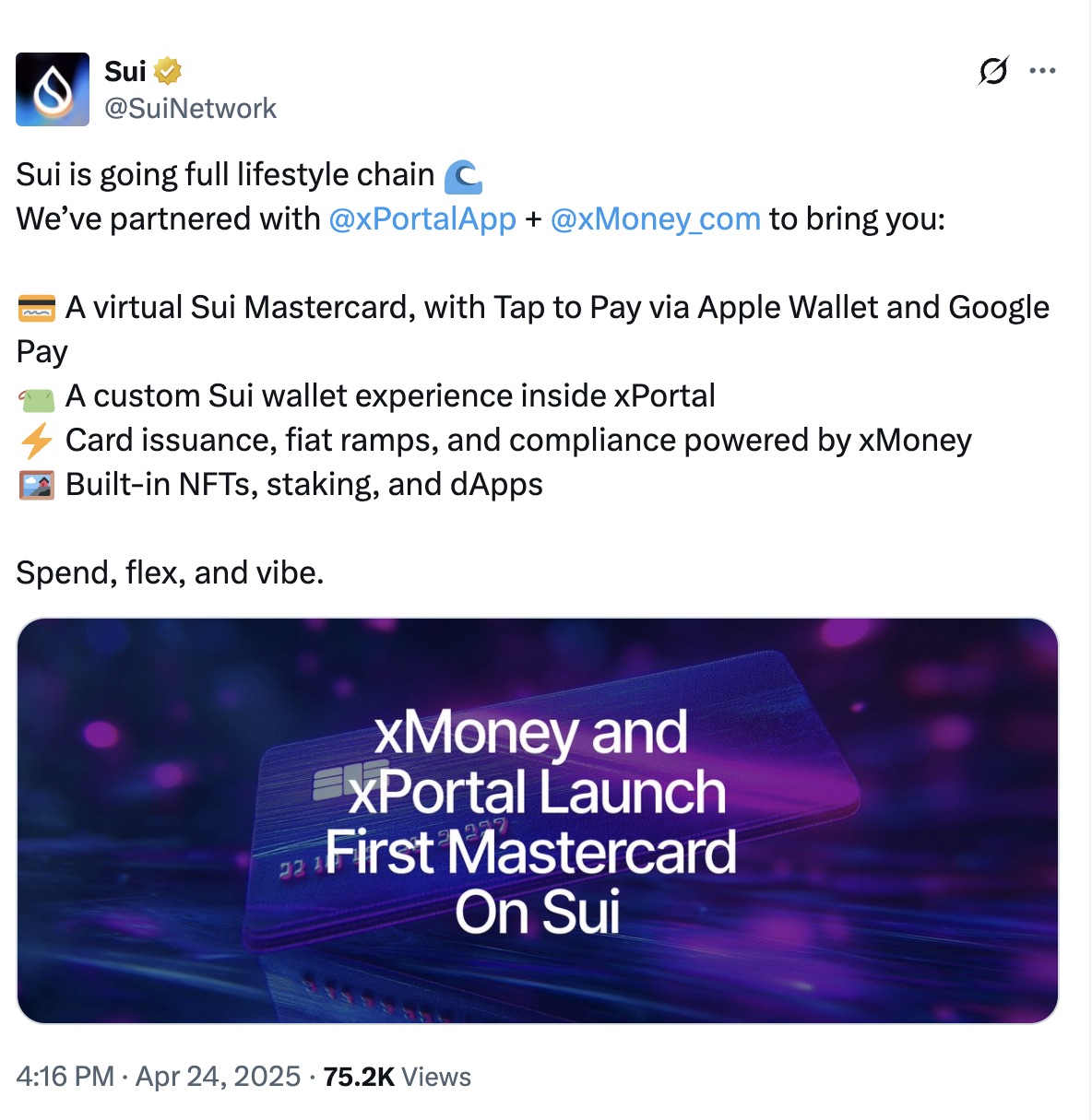 Партнёрство с xPortal/xMoney обеспечивает доступ к токену для 2,5 млн европейских пользователей через Apple Pay и Google Pay у более чем 20 000 торговых точек.