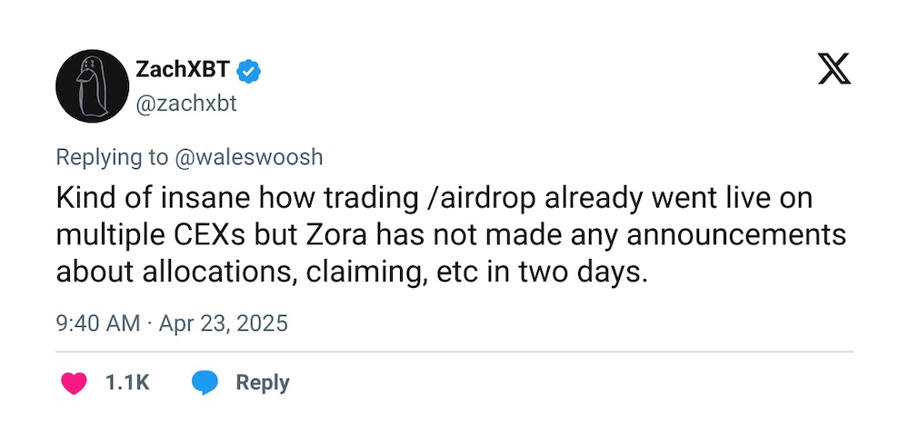 Крах токена ZORA после провального airdrop