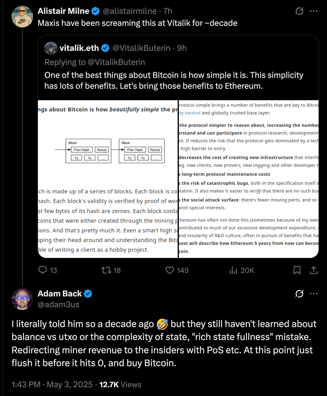 Adam Back критикует Ethereum и советует “сбросить ETH”