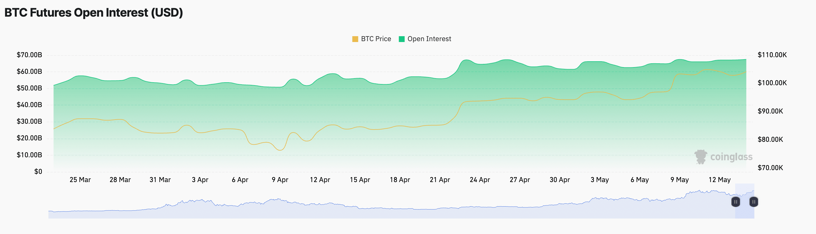 Открытый интерес к фьючерсам BTC . Источник: Coinglass 